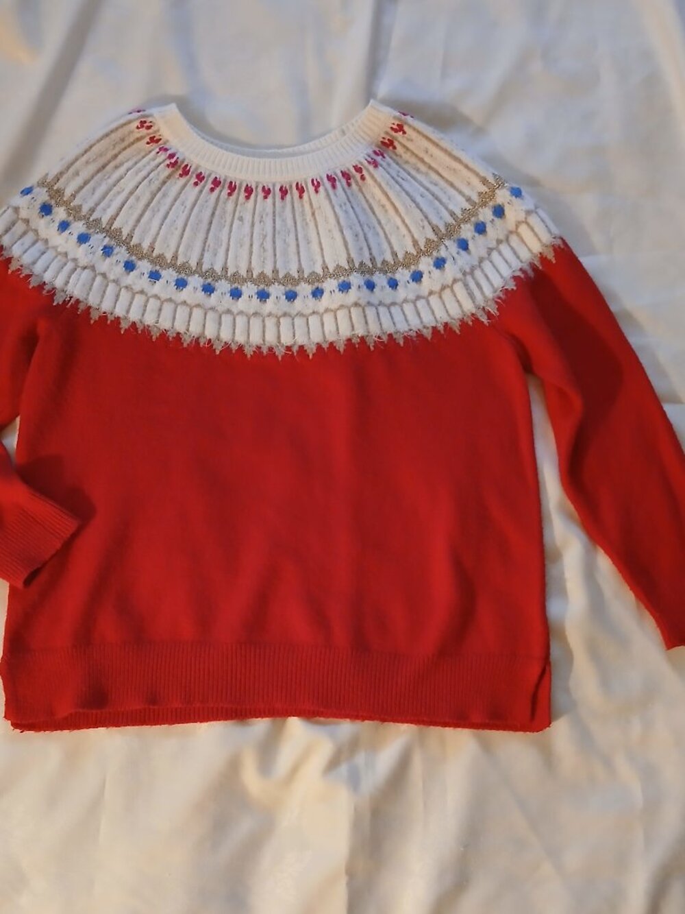 Style & Co. Red Fair Isle Nordic Holiday Sweater-PXL